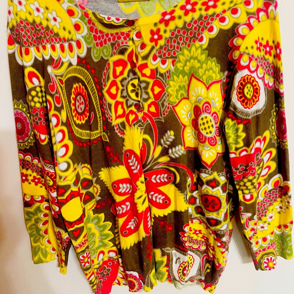 Light sweater, Cotton, nylon, spandex, yellow, green color, size 14, button down